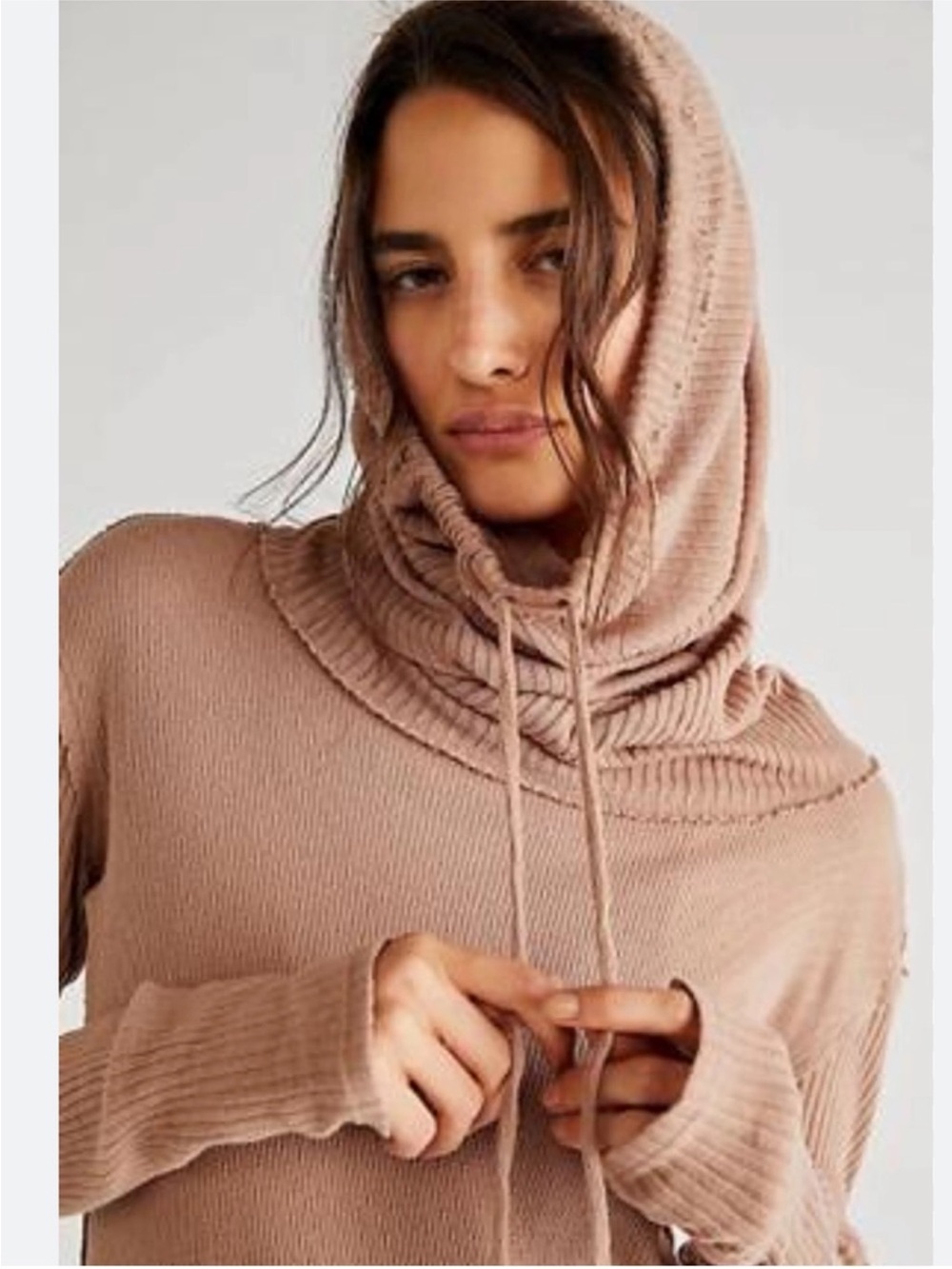 EUC WOMENS WE THE FREE M 100% cotton long sleeve top in camel